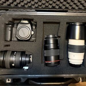 Canon 5D Markiii, Canon 70-200 f2.8, Tokina 24-70 f2.8, Canon 100mm micro f2.0..